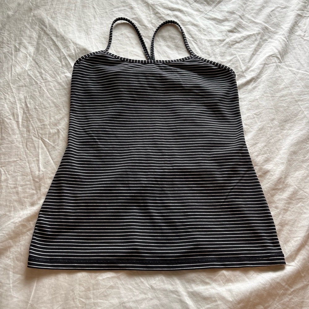 Lululemon Black and White Striped Tank Top